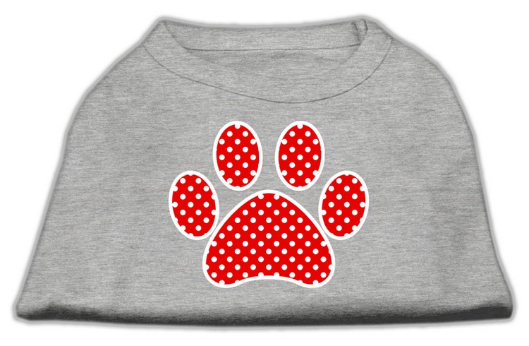 Red Swiss Dot Paw Screen Print Shirt Grey XXL